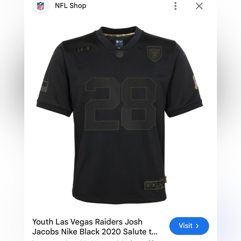 Nike youth  Black Raiders salute to service Jersey